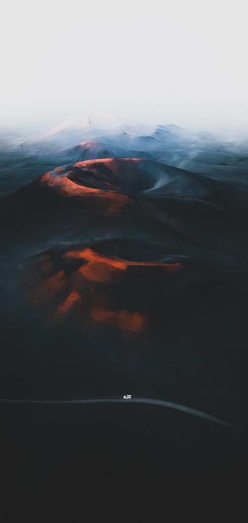 Image shield volcano, cloud, mountain, slope, dusk