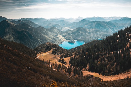 Image aerial view of mountains and trees during daytime