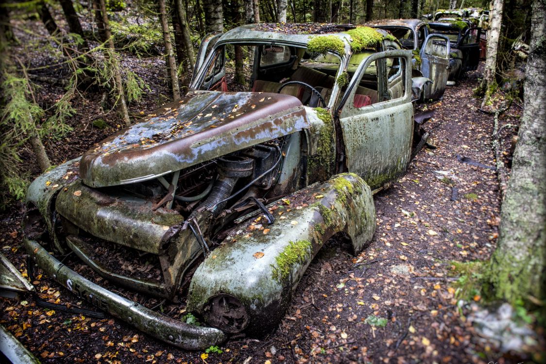 vintage car on dirt road