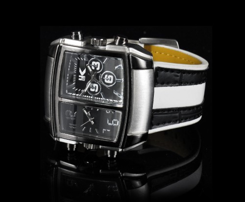 Image black and silver chronograph watch