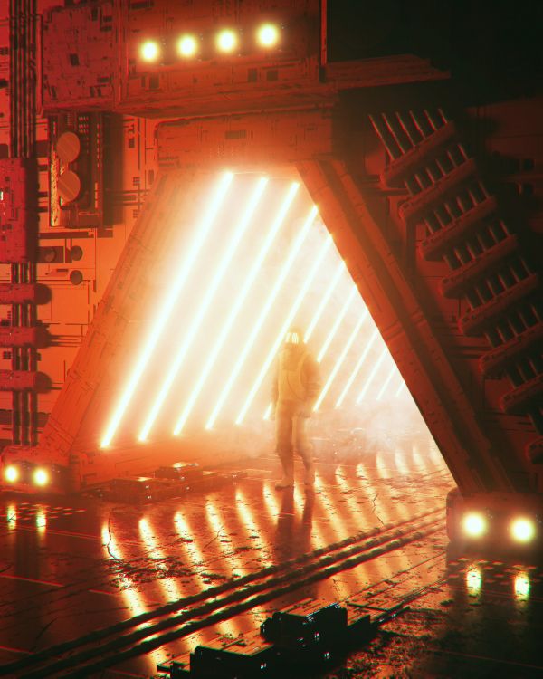 光, 建筑师, 建筑, 喷泉, 科幻小说 壁纸 1600x2000 允许