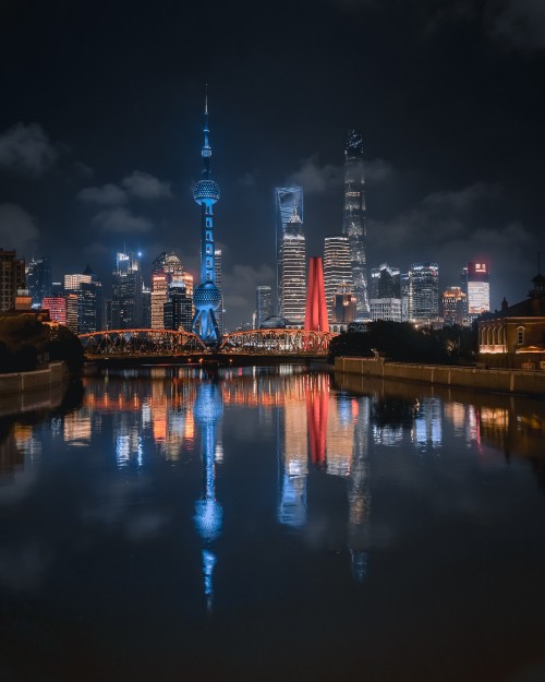 Image city skyline during night time