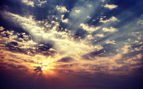 Image blue and orange cloudy sky during sunset