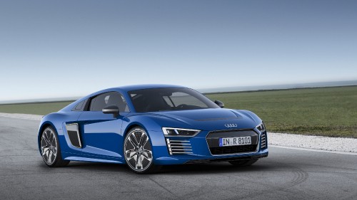 Image blue audi r 8 on road