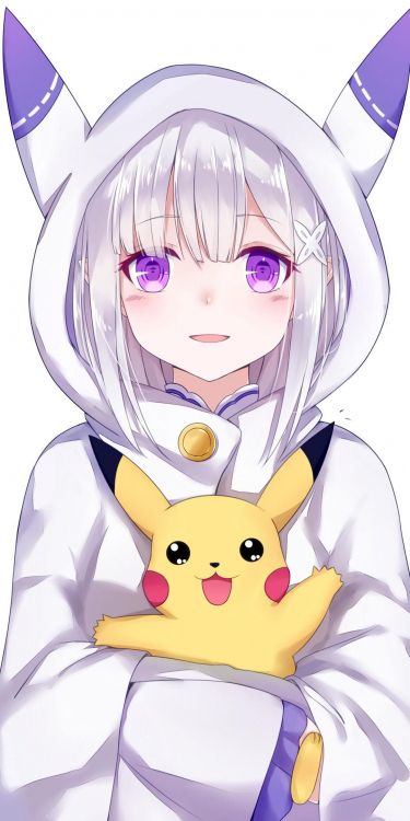 Emilia Ist Null Pikachu, Emilia, Anime, Isekai, Pikachu. Wallpaper in 1080x2160 Resolution