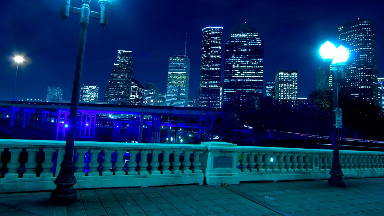 white and blue concrete building during night time