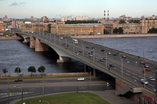 Image white bridge over the river