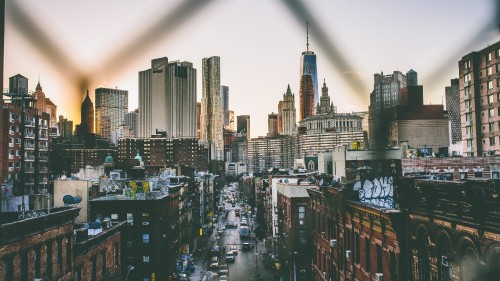 Image city buildings under white sky during daytime