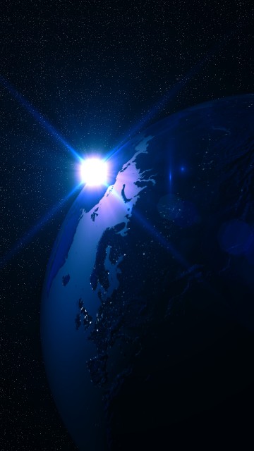 Image blue and white ball with light