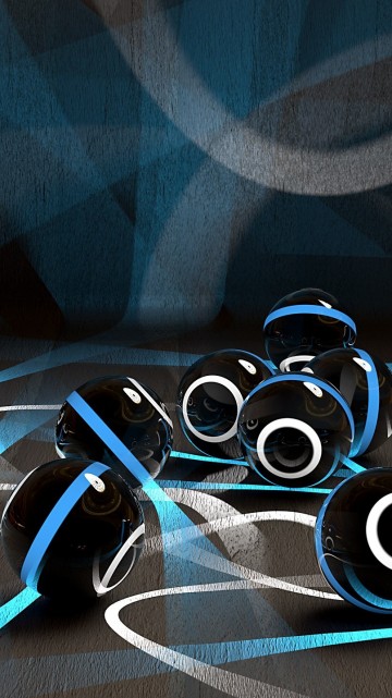 Image white and black earbuds on blue and white checkered textile