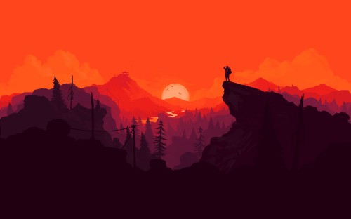 Image minimalism, mountainous landforms, red, afterglow, orange