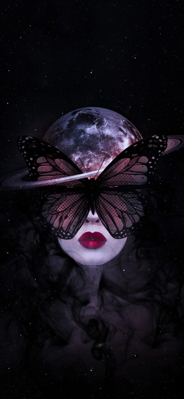 Image butterfly girl dark, liquid, art, astronomical object, darkness