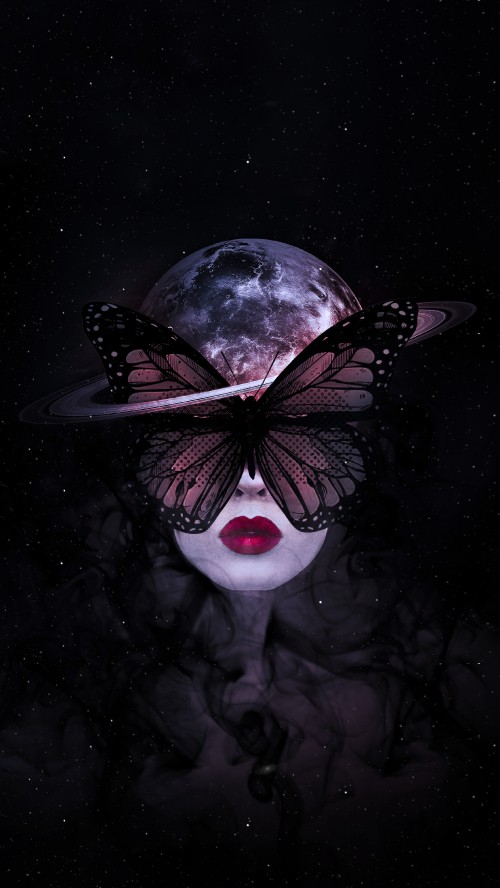 Image butterfly girl dark, liquid, art, astronomical object, darkness