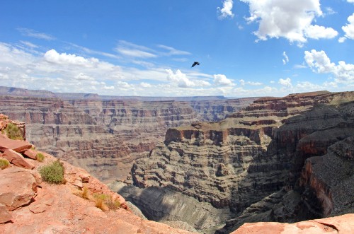 Image person in black jacket standing on brown rock formation during daytime