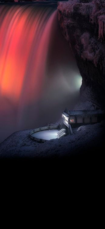 Nature, Cascade, L'éclairage Automobile, Gaz, de Teintes et de Nuances. Wallpaper in 1440x3120 Resolution