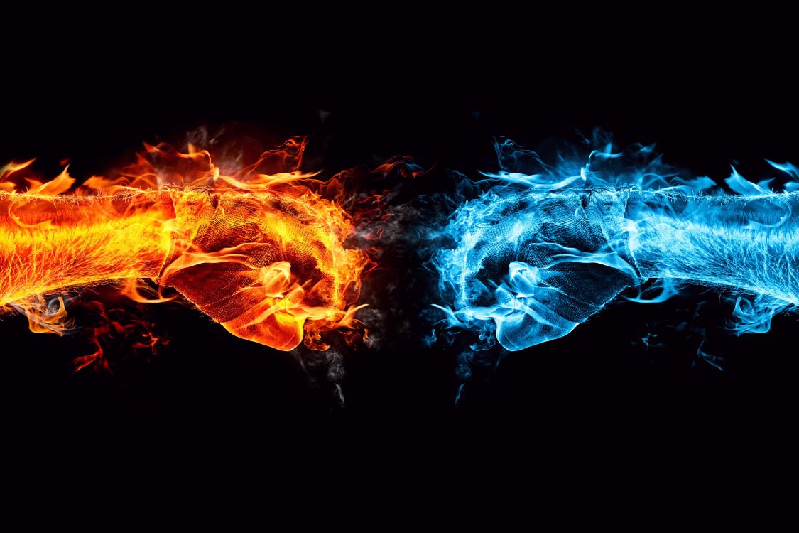 Blue and Orange Flame Illustration. Wallpaper in 8955x5970 Resolution