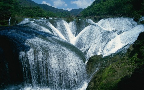 Image water falls on green mountain