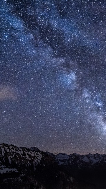 Image black and white mountain under starry night