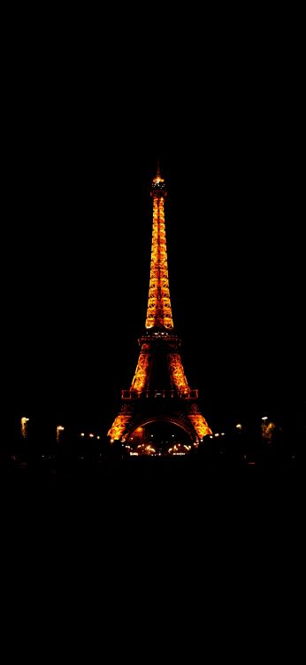 Tour Eiffel, Architecture, Monument, Obscurité, Nuit. Wallpaper in 1080x2340 Resolution