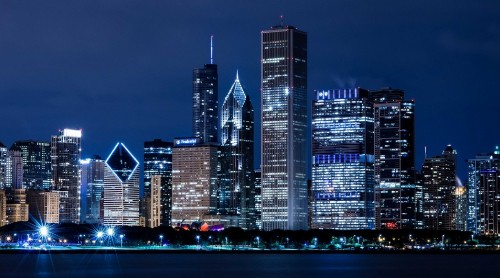 Image city skyline during night time