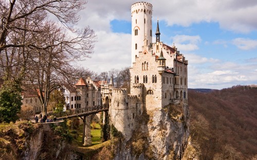 Image grey concrete castle on hill