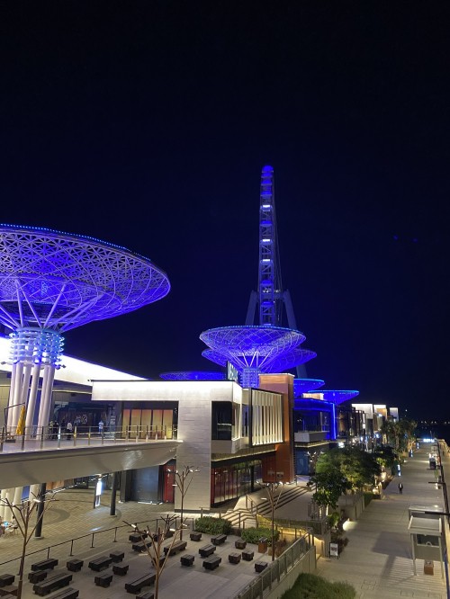 Image dubai, landmark, majorelle blue, night, tower