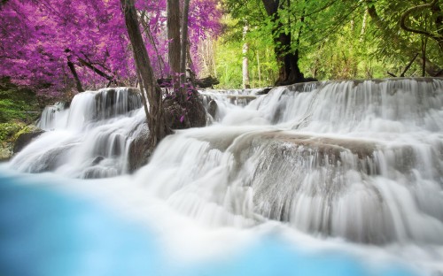 Image time lapse photography of water falls