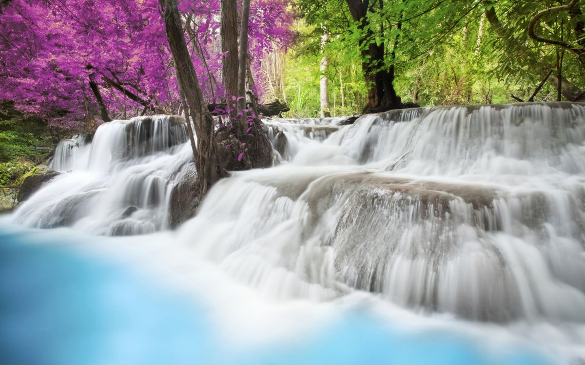 time lapse photography of water falls