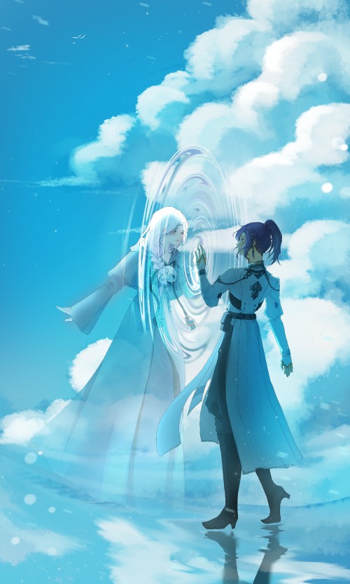 Image anime, art, water, azure, cloud