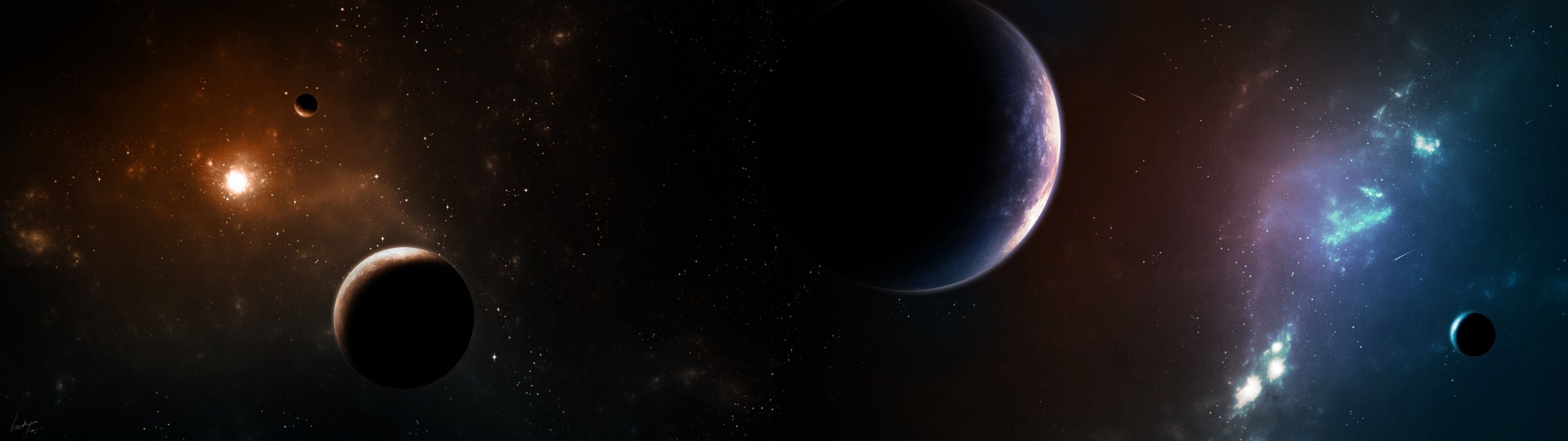 Illustration de Galaxie Noir et Blanc. Wallpaper in 3840x1080 Resolution