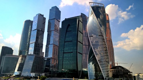 Image blue and brown high rise building