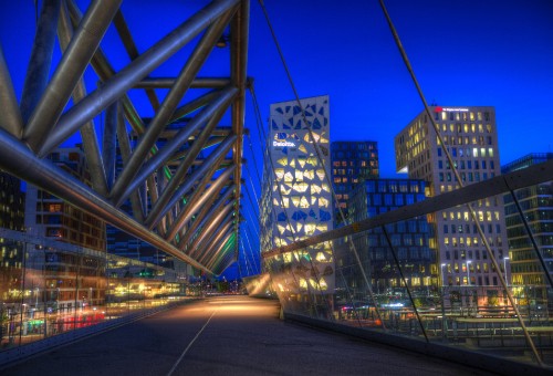 Image blue and white lighted building during night time