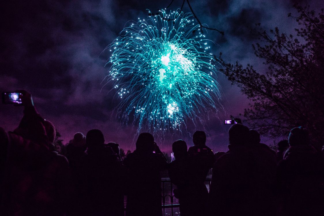 fireworks, blue, purple, light, event