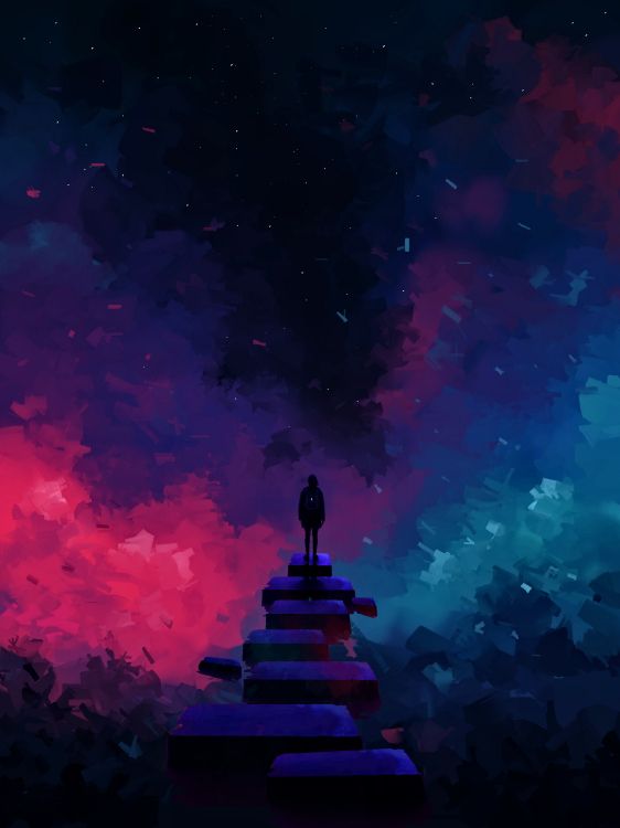 绘画, 紫色的, 品红色, 空间, 明星 壁纸 1920x2560 允许