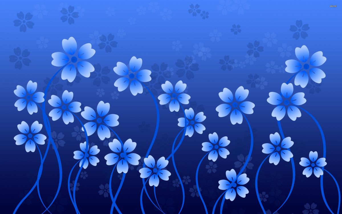 blue and white flower illustration