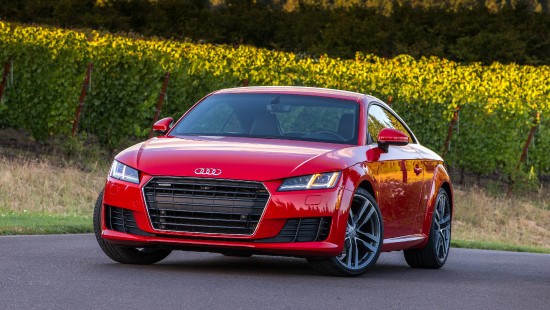 Image red audi coupe on road during daytime