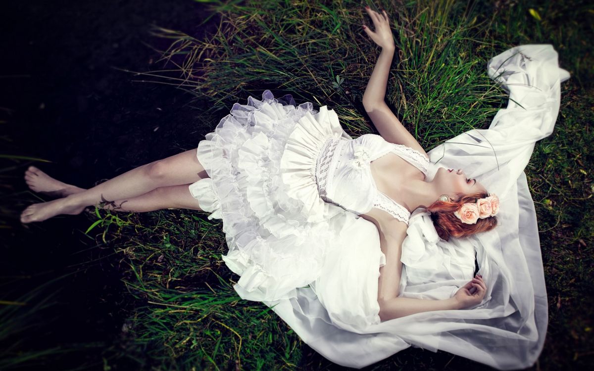 Vestido, Blanco, Belleza, Rosa, Pierna. Wallpaper in 1920x1200 Resolution