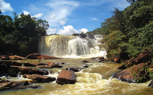 Image waterfalls under blue sky during daytime