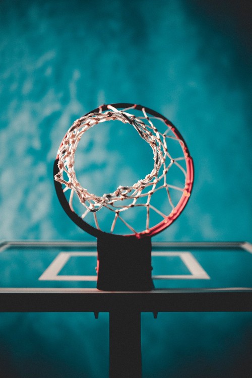 Image basketball hoop with blue background