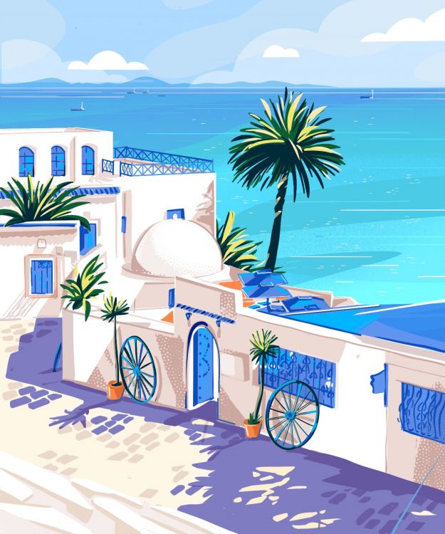 Vacaciones, Ilustración, Agua, Propiedad, Azul. Wallpaper in 1336x1603 Resolution