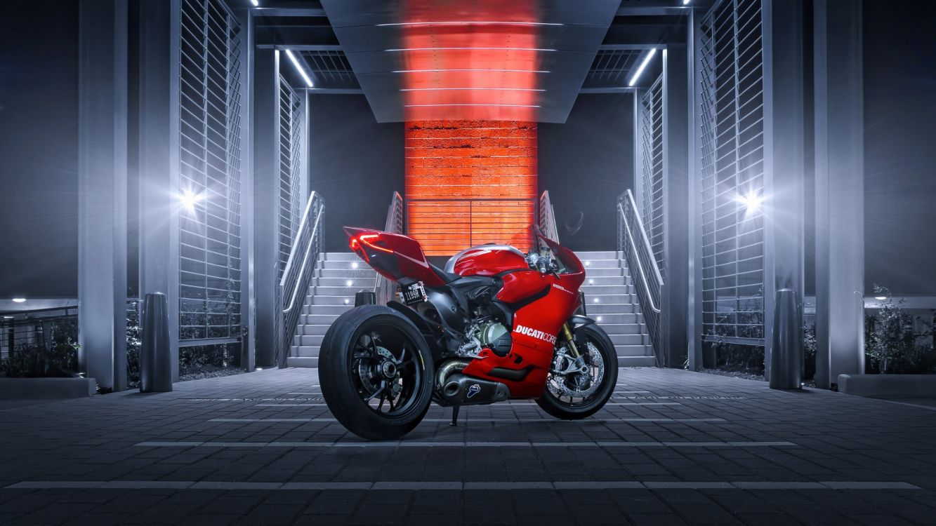 Ducati Panigale V4 Red in Runway 4K wallpaper download