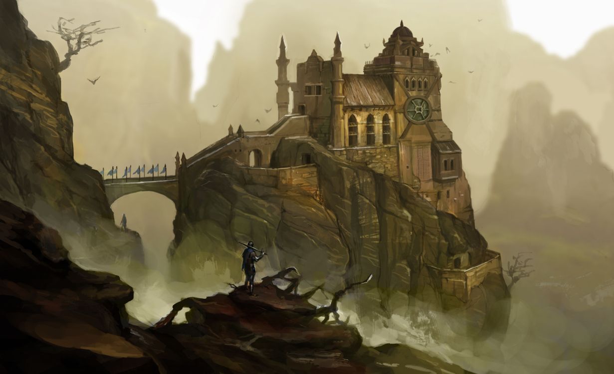 Braunes Und Weißes Betongebäude in Der Nähe Von Gewässermalerei. Wallpaper in 5000x3046 Resolution