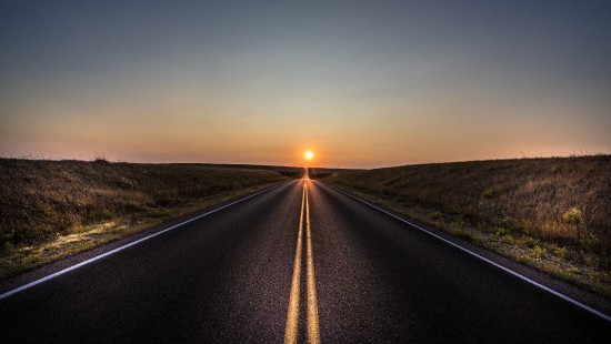 Image road sun, road, road surface, horizon, highway