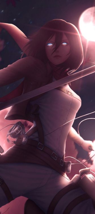 L'homme, Mikasa Ackerman, Attaque Sur Titan, Dessin Animé, Graphisme. Wallpaper in 2160x4824 Resolution