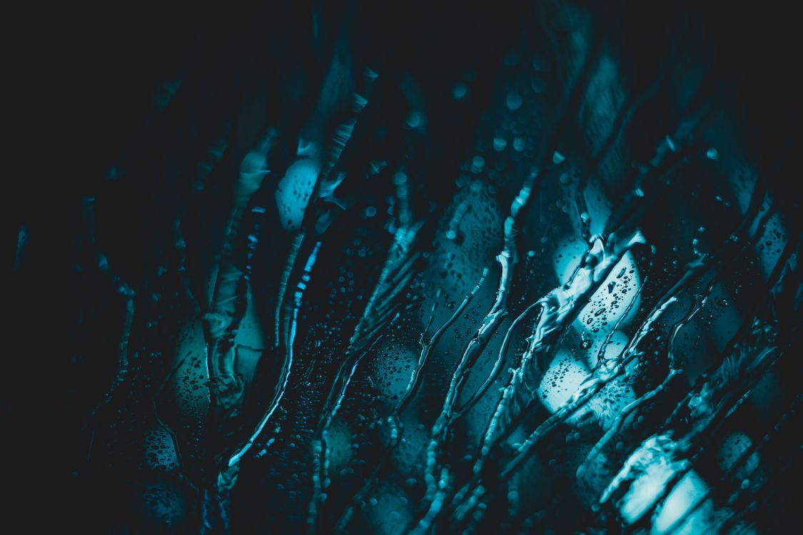 water droplets on blue background