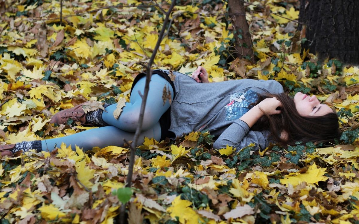 autumn, yellow, deciduous, plant, woman