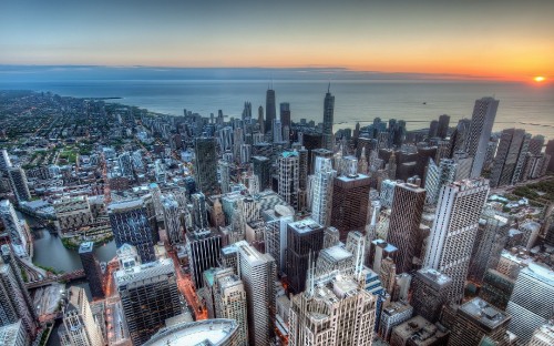 Image aerial view of city buildings during daytime