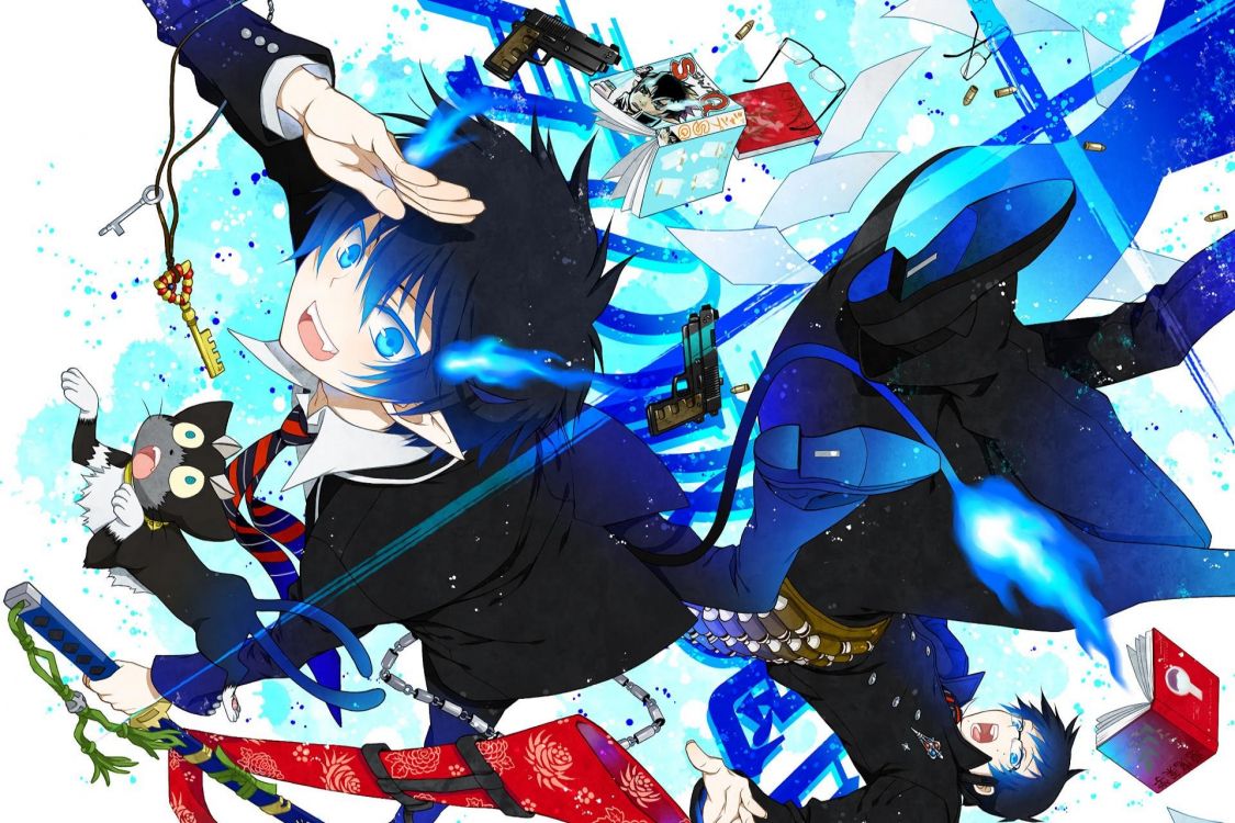 blue haired male anime character