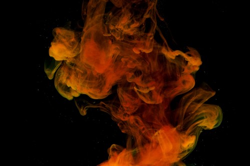 Image orange and green smoke illustration