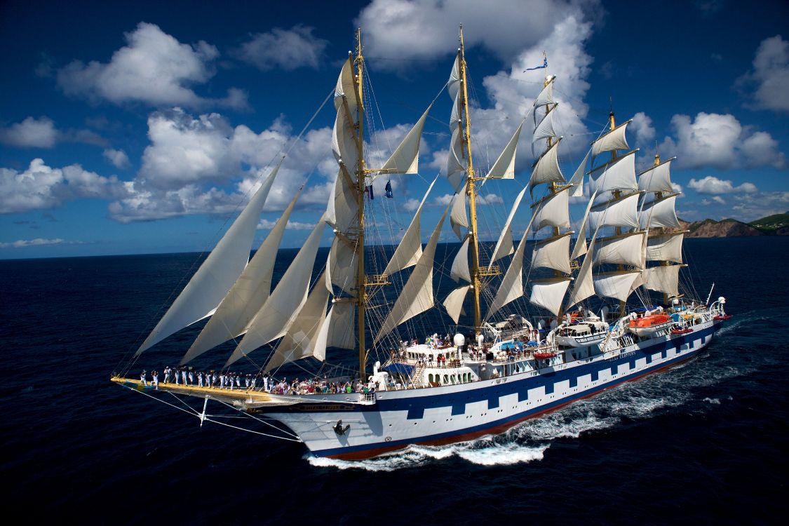 游船, Barquentine, 高船, 帆船, 桅杆 壁纸 4992x3328 允许